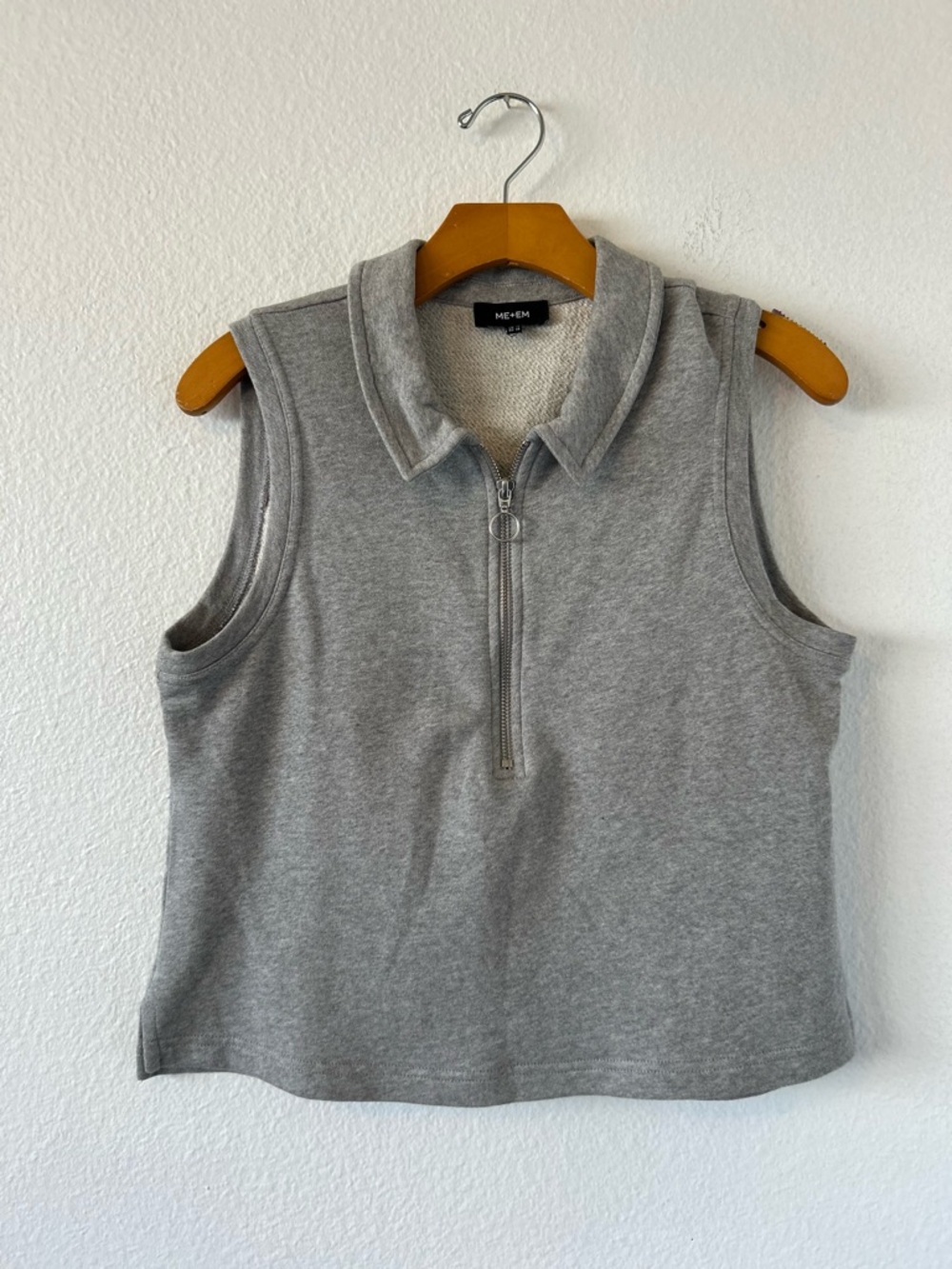 ME+EM Grey Sleeveless Half-Zip Sweatshirt Vest Size 6